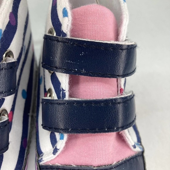 L & J Kitty Face Stripes And Polka Dots Soft Crib Shoes Baby Girl Size 6-12 mos - Picture 6 of 9